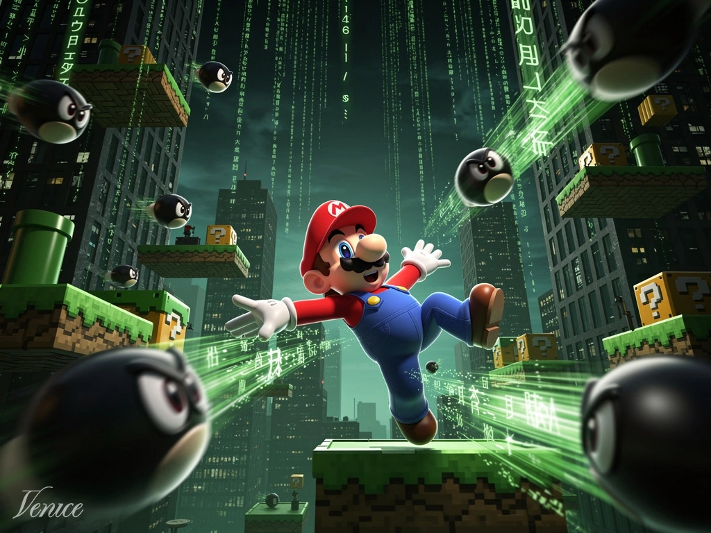 Mario dodging Bullet BIlls Matrix Style